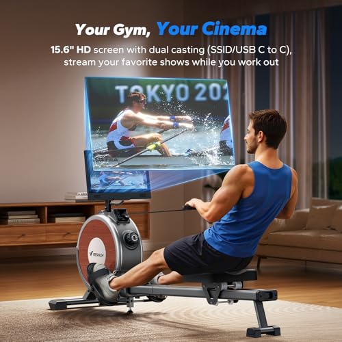 Magnetic Rowing Machine for Home, 16 Levels, Quiet Resistance, 350lbs Capacity D864861