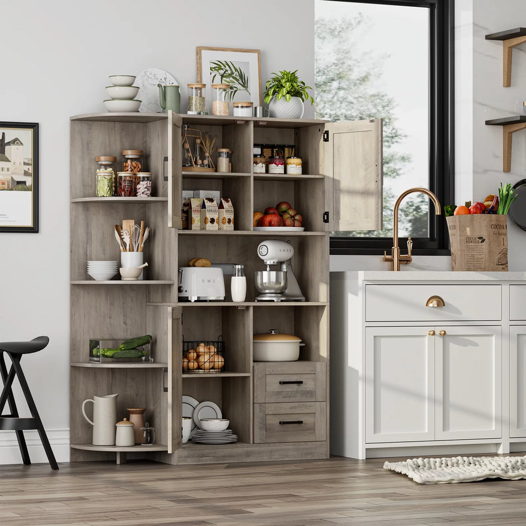 Large Kitchen Pantry with Adjustable Shelves, Tall Storage Cabinet X337106