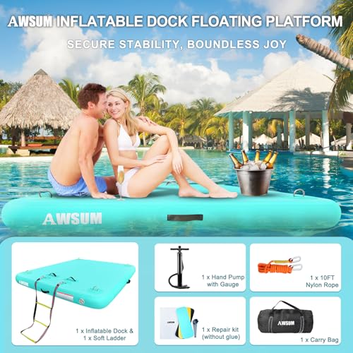 Inflatable Floating Dock Platform for Pool Beach Ocean Y75577