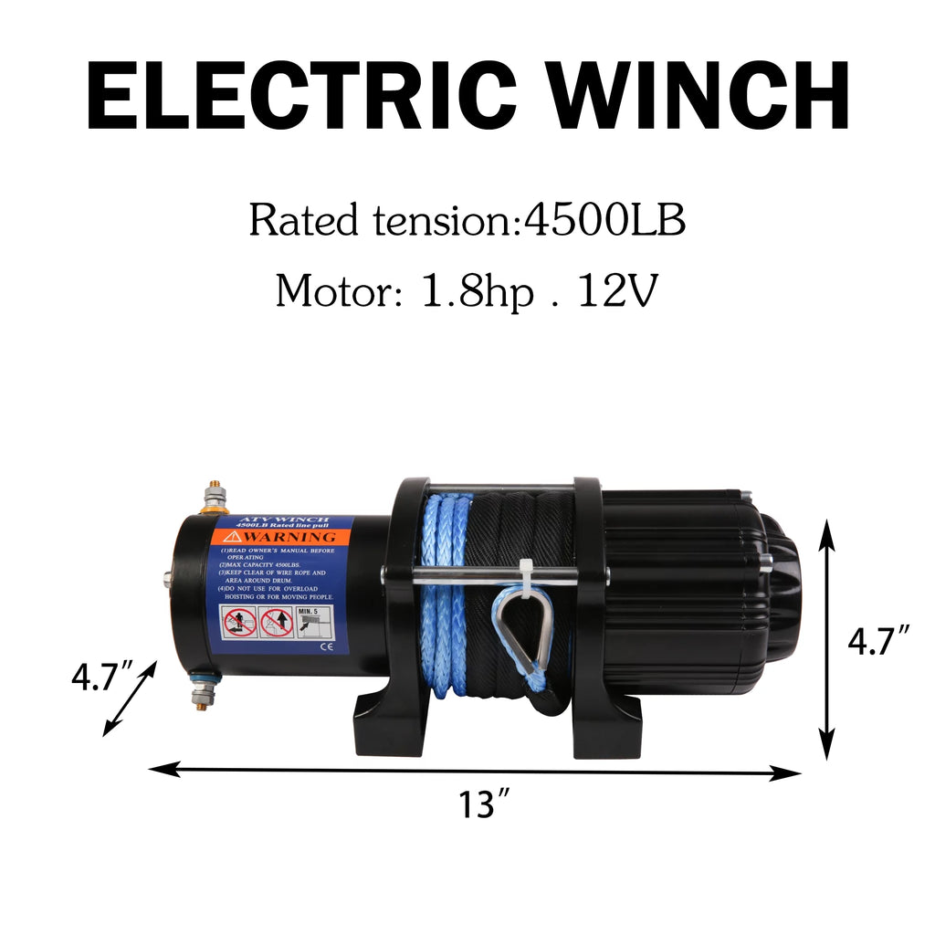 Electric Winch with 15m Synthetic Rope, 12V DC for Truck ATV SUV Towing K979