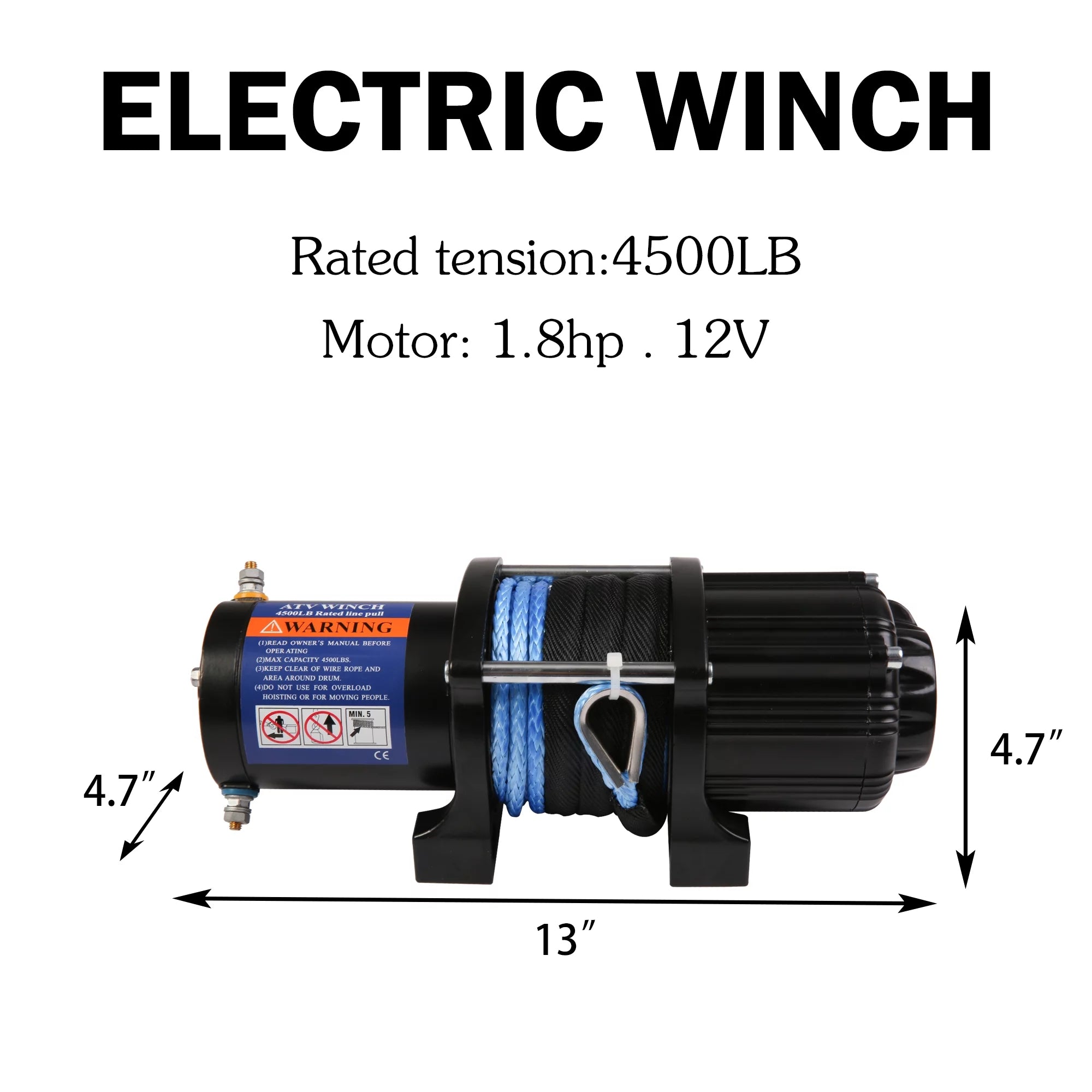 Electric Winch with 15m Synthetic Rope, 12V DC for Truck ATV SUV Towing K979