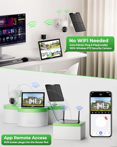 Solar Security Cameras Wireless Outdoor with 10" Monitor, 2K Color Night Vision, 2-Way Audio C3117