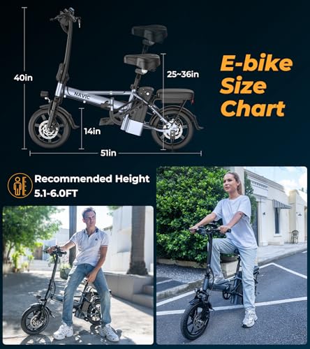 Electric Bike for Adults, 14" Folding Ebike, 750W Peak, Removable Battery, 22mph F42560