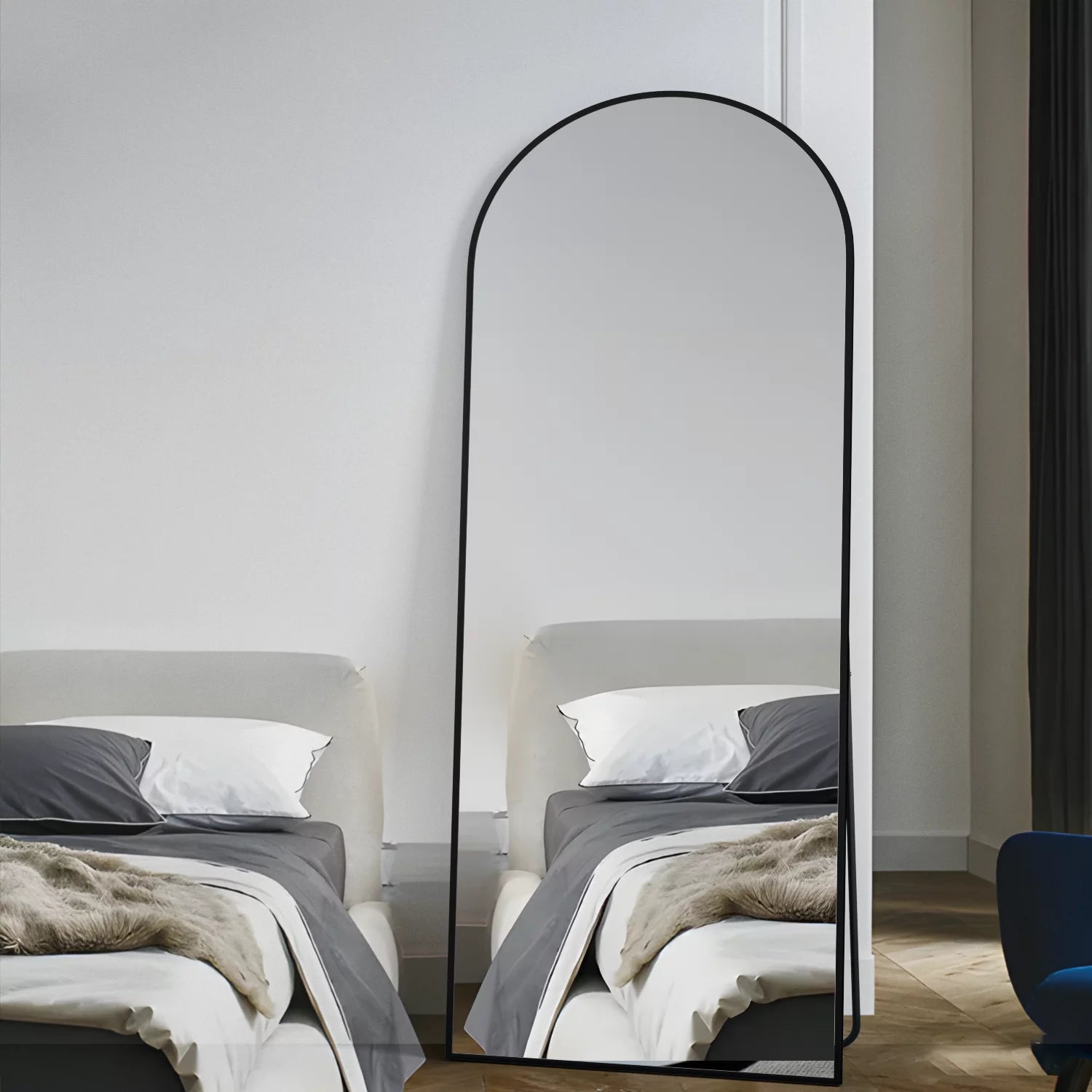 Arched Full Length Floor Mirror with Stand, 64" x 21" N164