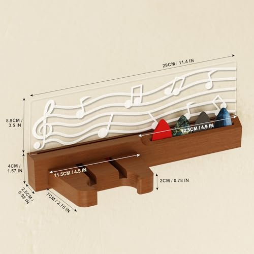 Guitar Wall Mount Stand with LED Lights, Solid Wood & Acrylic, USB-Powered Z93098