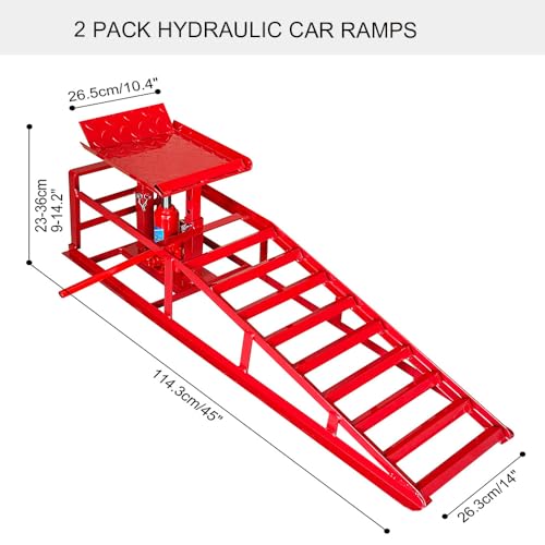 Hydraulic Car and Truck Service Ramps, 11023 Lbs Capacity, Portable Lifts for Oil Changes D8064