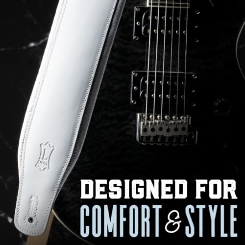 3" Wide Leather Guitar Strap with Foam Padding, Black L93354