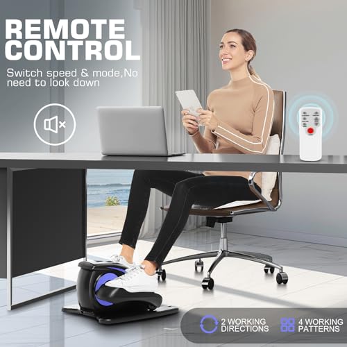 Under Desk Elliptical, Electric Leg Exerciser for Seniors Adults, Quiet Portable Seated Foot Pedal with Remote Control G7774