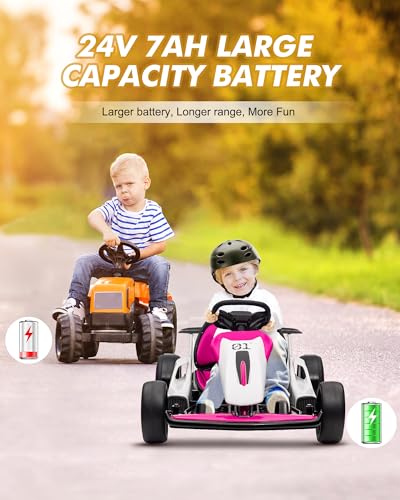 24V Electric Drift Go Kart for Kids 6-12, 2 Speed, Max Load 110lbs G207