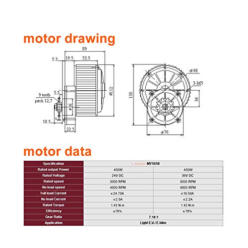 450W Electric Bike Left Drive Conversion Kit for Common Bicycles M218112