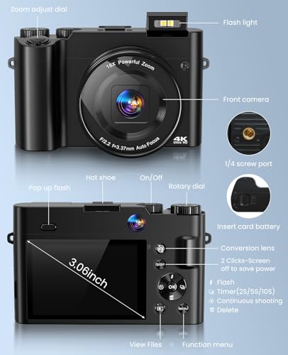 4K 64MP Dual-Lens Vlogging Camera with Autofocus and Anti-Shake H687