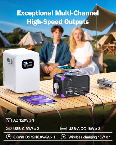 Portable Power Station 153Wh Solar Generator with Hand Crank AC Outlet H270