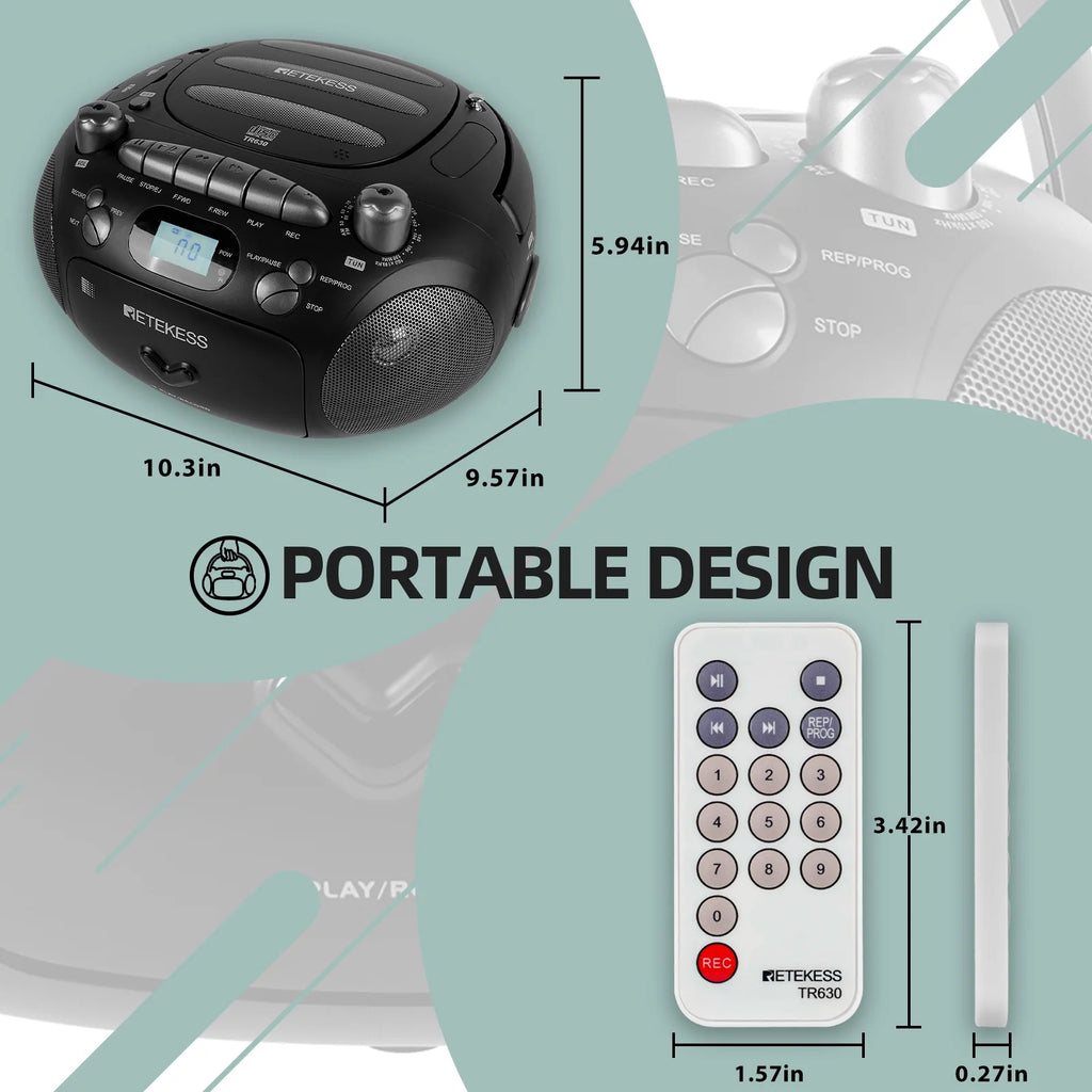 CD and Cassette Player Combo, Portable Boombox with AM FM Radio, MP3, USB, Micro SD X73185