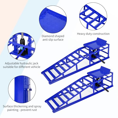 Hydraulic Car and Truck Service Ramps, 11023 Lbs Capacity, Portable Lifts for Oil Changes D8064
