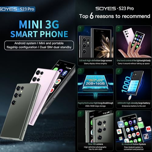 Mini Smartphone 3.0 Inch WiFi GPS Quad Core Android 8.1 Dual Sim HD Camera 2GB RAM 16GB ROM N523
