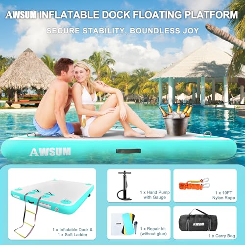 Inflatable Floating Dock Platform for Pool Beach Ocean Y75577