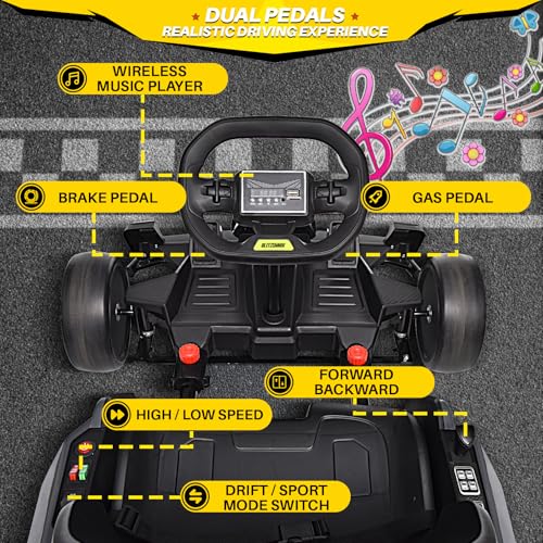 24V Kids Go Kart 300W Electric Drift Kart Outdoor Race Toy with 2X150W Motor, 7AH Battery, Green R238