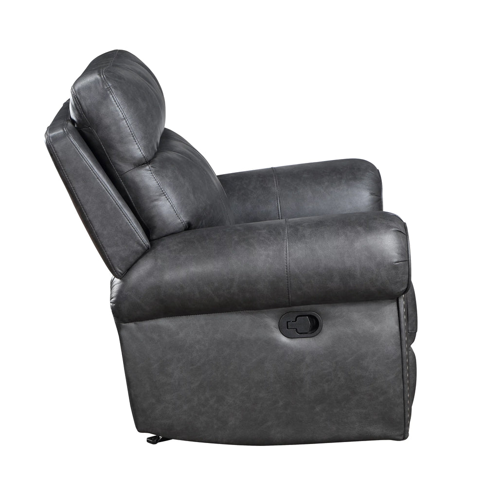 Breathable Faux Leather Manual Double Reclining Loveseat Brown S487