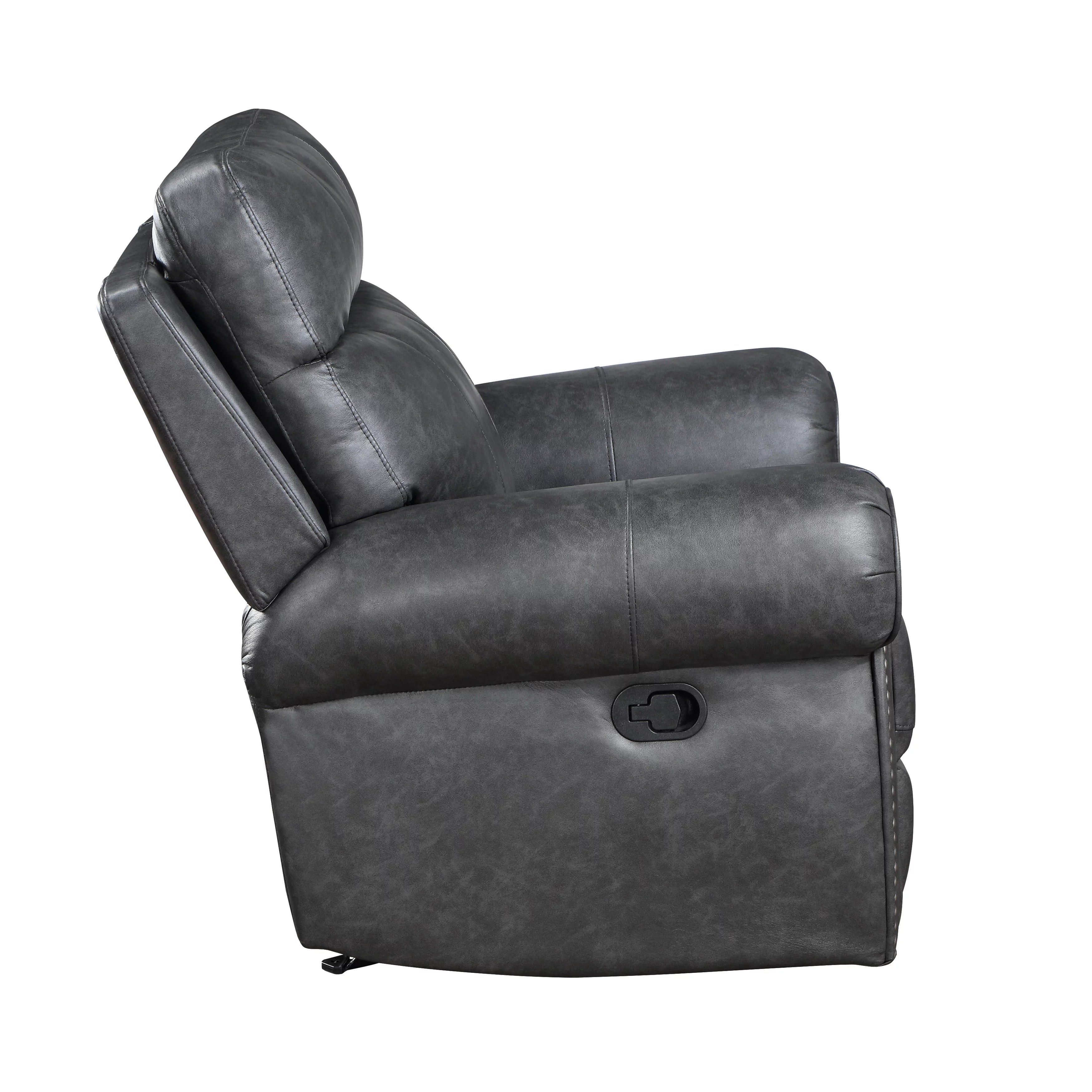 Breathable Faux Leather Manual Double Reclining Loveseat Brown S487