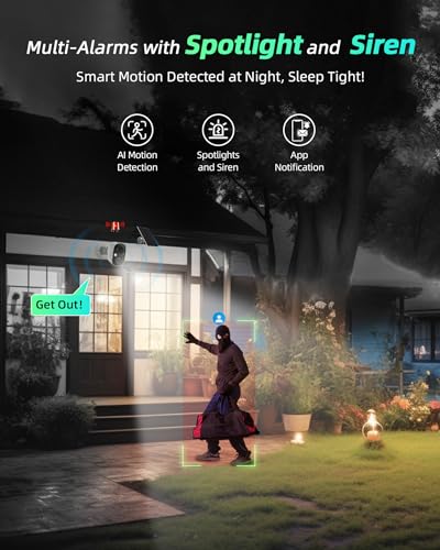 Wireless Outdoor Security Cameras with AI Motion Detection and 2K Color Night Vision F45074