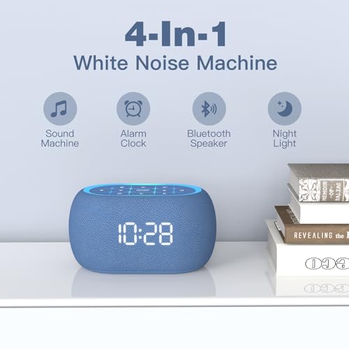 White Noise Sound Machine Alarm Clock with Bluetooth Speaker Q9962