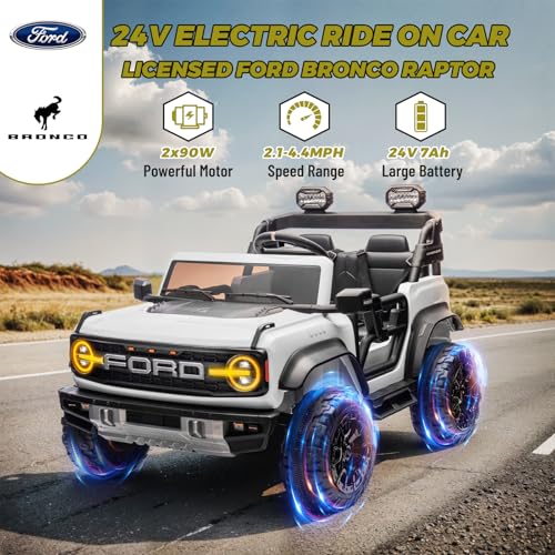 2 Seater Ride On Car for Kids, 24v Electric Truck with Remote Control, Blue O82727