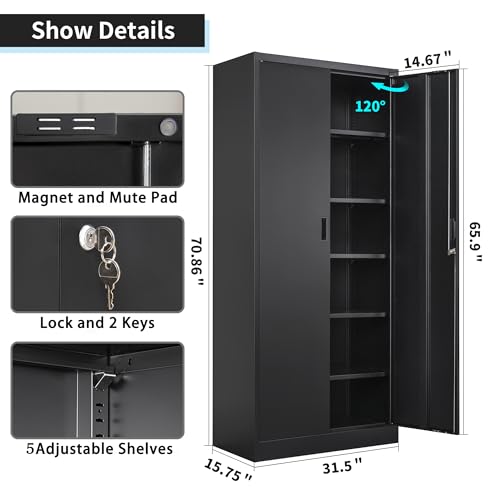 Metal Storage Cabinet with Adjustable Shelves, White W537131