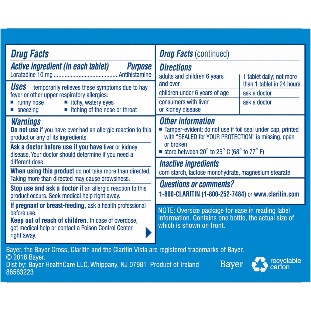 Allergy Relief Tablets, 10 mg, 85 Count W4296