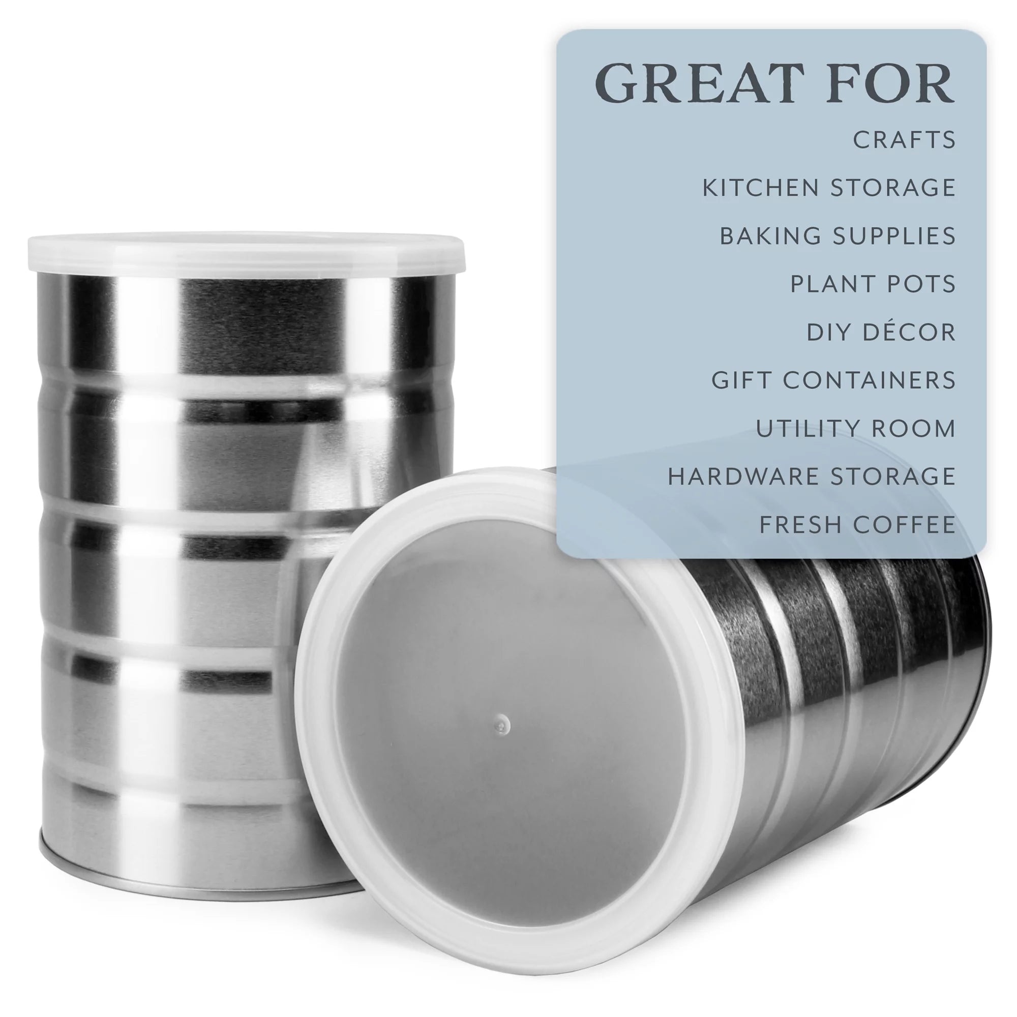 Metal Coffee Cans for Kitchen Storage and Crafts (4-Pack) Y155