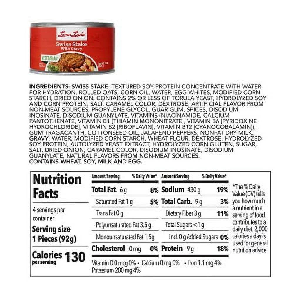 Plant Based Meats Swiss Steak with Gravy, 6 Pack F553