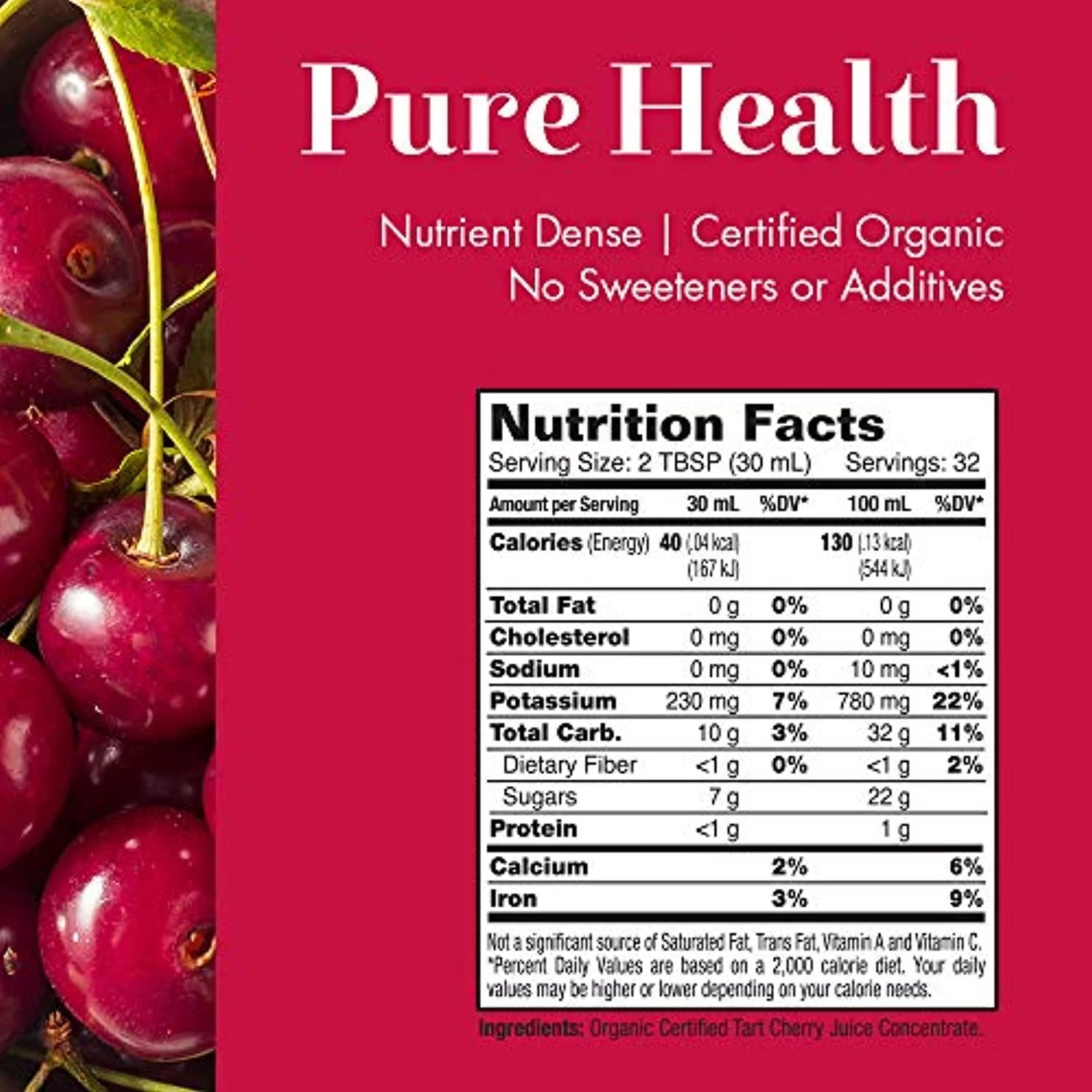 Organic Tart Cherry Juice Concentrate Unsweetened 32oz D71948