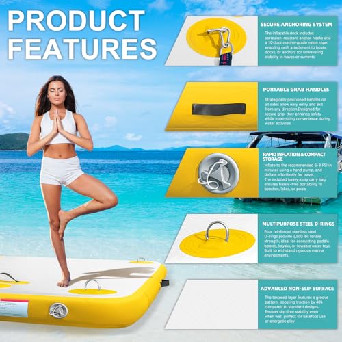 Inflatable Floating Dock Platform for Pool Beach Ocean Y75577
