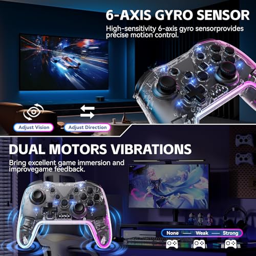 Wireless Controller for Switch, PC, Android, iOS with RGB Lighting U4373