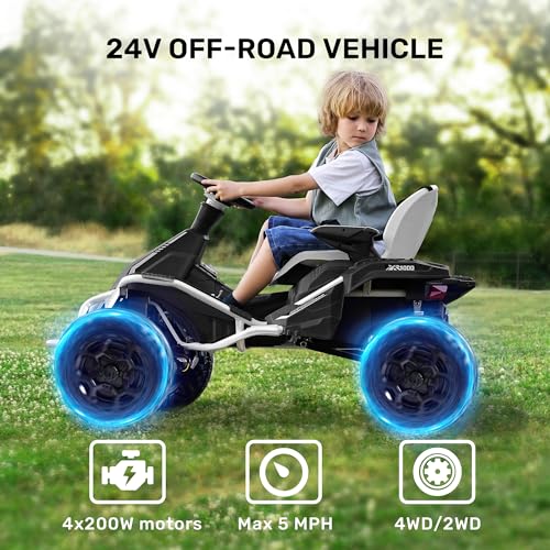 24V 4x4 Ride On Toy for Big Kids, 4x200W Motors, 5MPH, Parent Remote, Wide Adjustable Seat, Green L494349