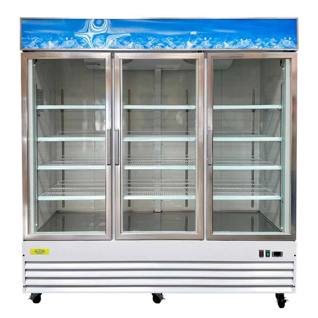 Three Glass Door Merchandiser Cooler, Commercial Refrigerator, 53 Cu. ft. A8714