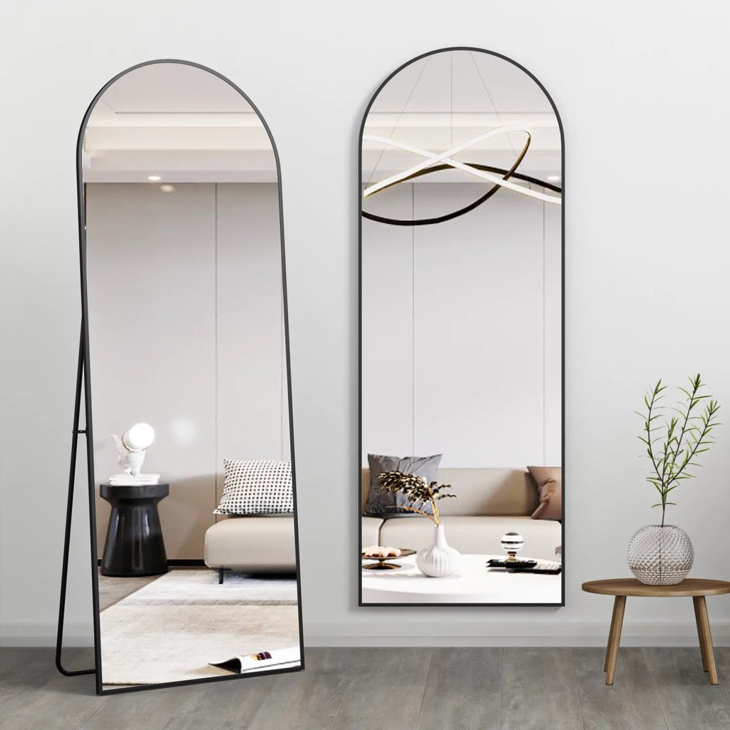 Arched Full Length Floor Mirror with Stand, 64" x 21" N164