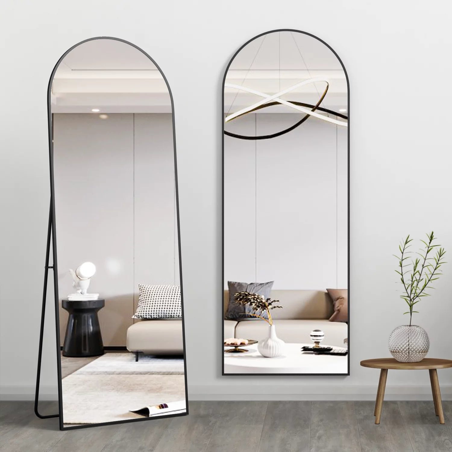 Arched Full Length Floor Mirror with Stand, 64" x 21" N164