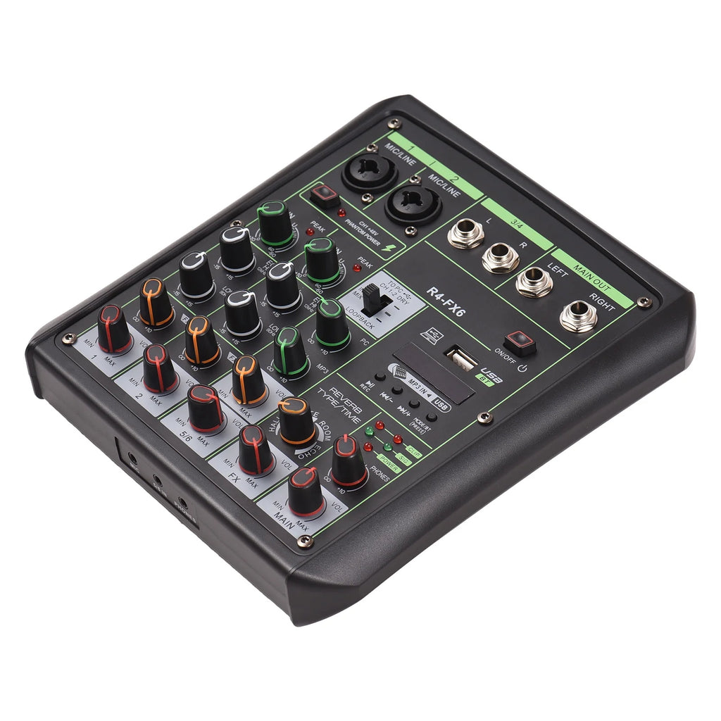 Audio Mixer with USB MP3 Player, 6 Channel Sound Console N600