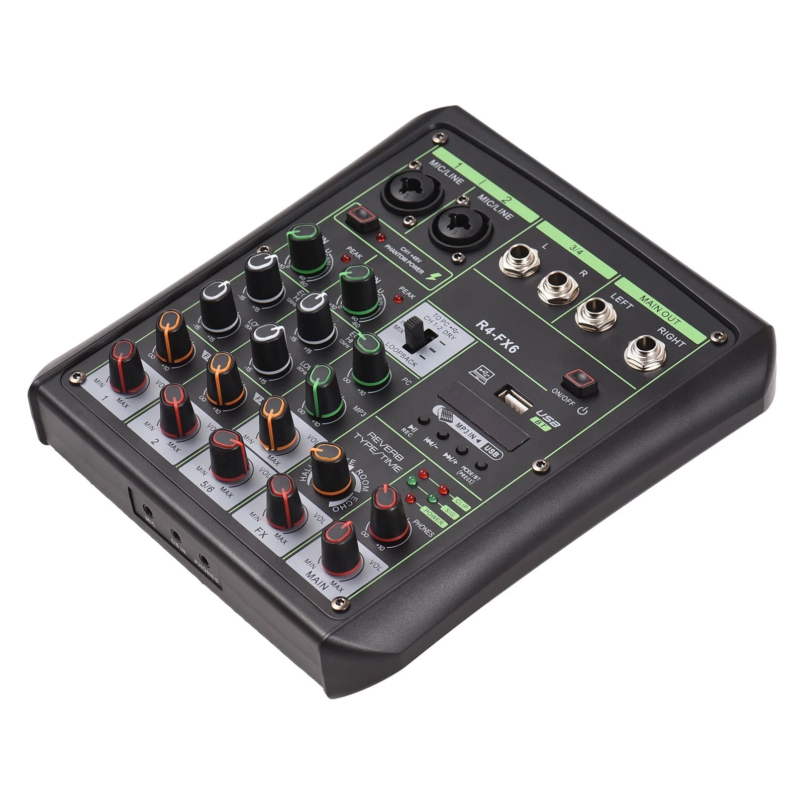 Audio Mixer with USB MP3 Player, 6 Channel Sound Console N600
