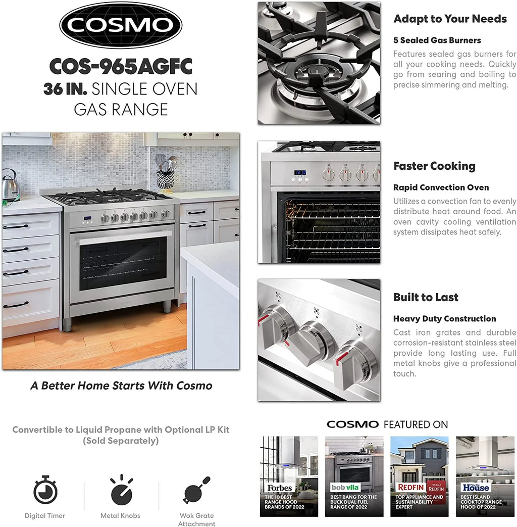 Freestanding Gas Range with 5 Burners and Convection Oven Z78431