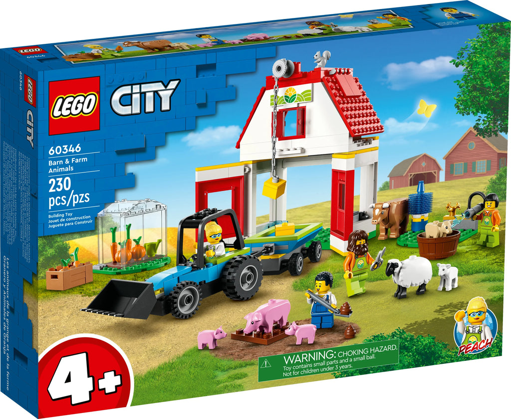 Barn & Farm Animals Playset with Tractor and Trailer W497