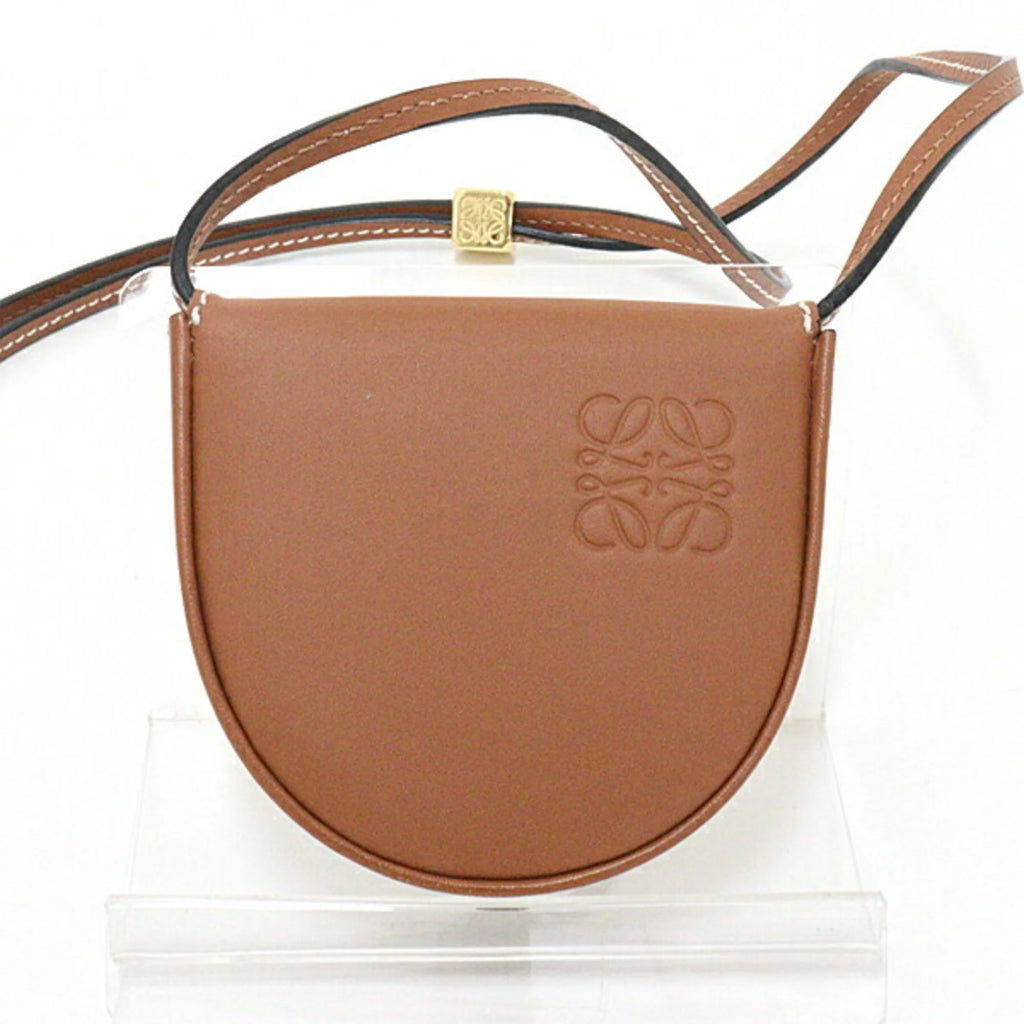 Heel Pouch Mini Soft Calf Tan Neck Shoulder Crossbody Coin Case F5774