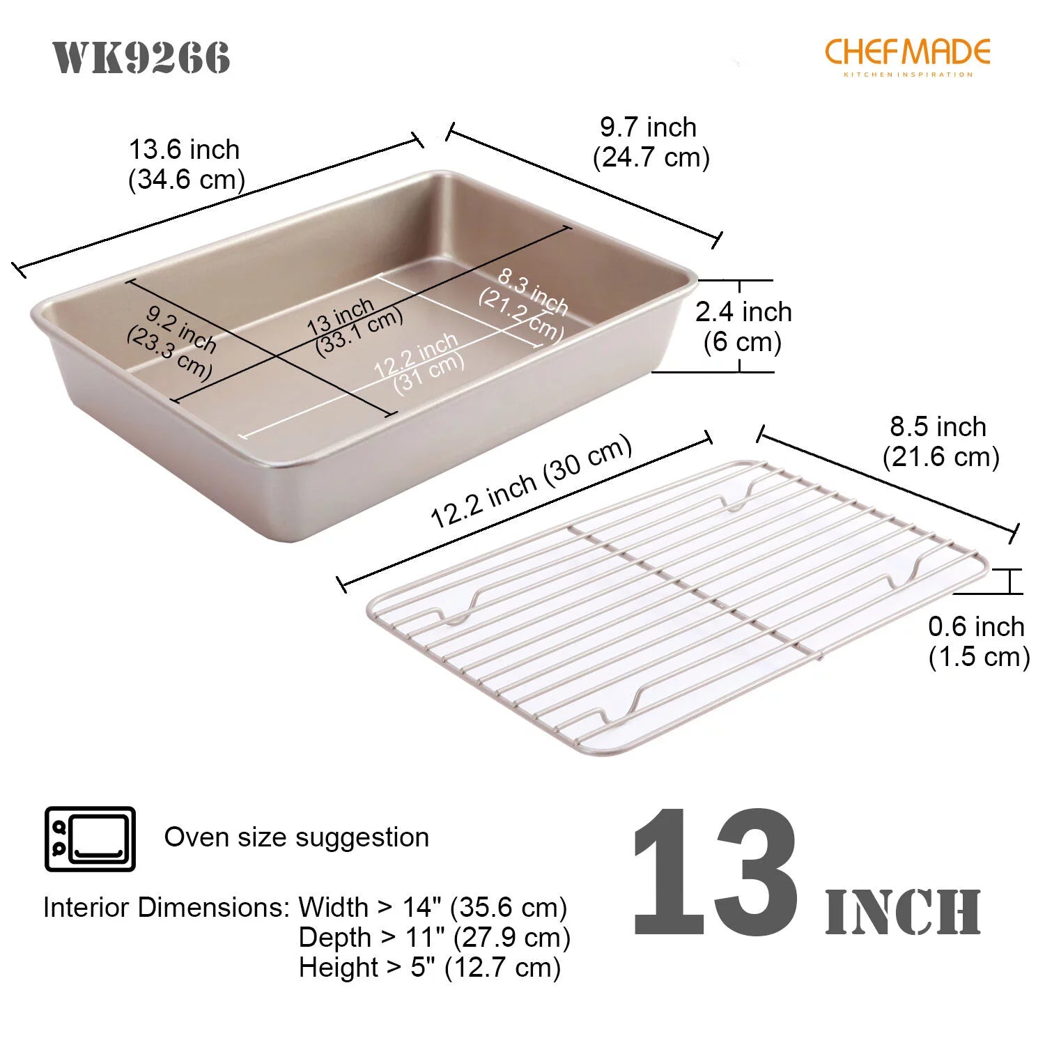 13-Inch Non-Stick Roasting Pan with Cooling Rack L1161