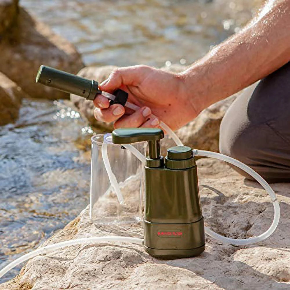 Portable Hand-Pump Water Purification System for Backpacking Hiking Camping F174