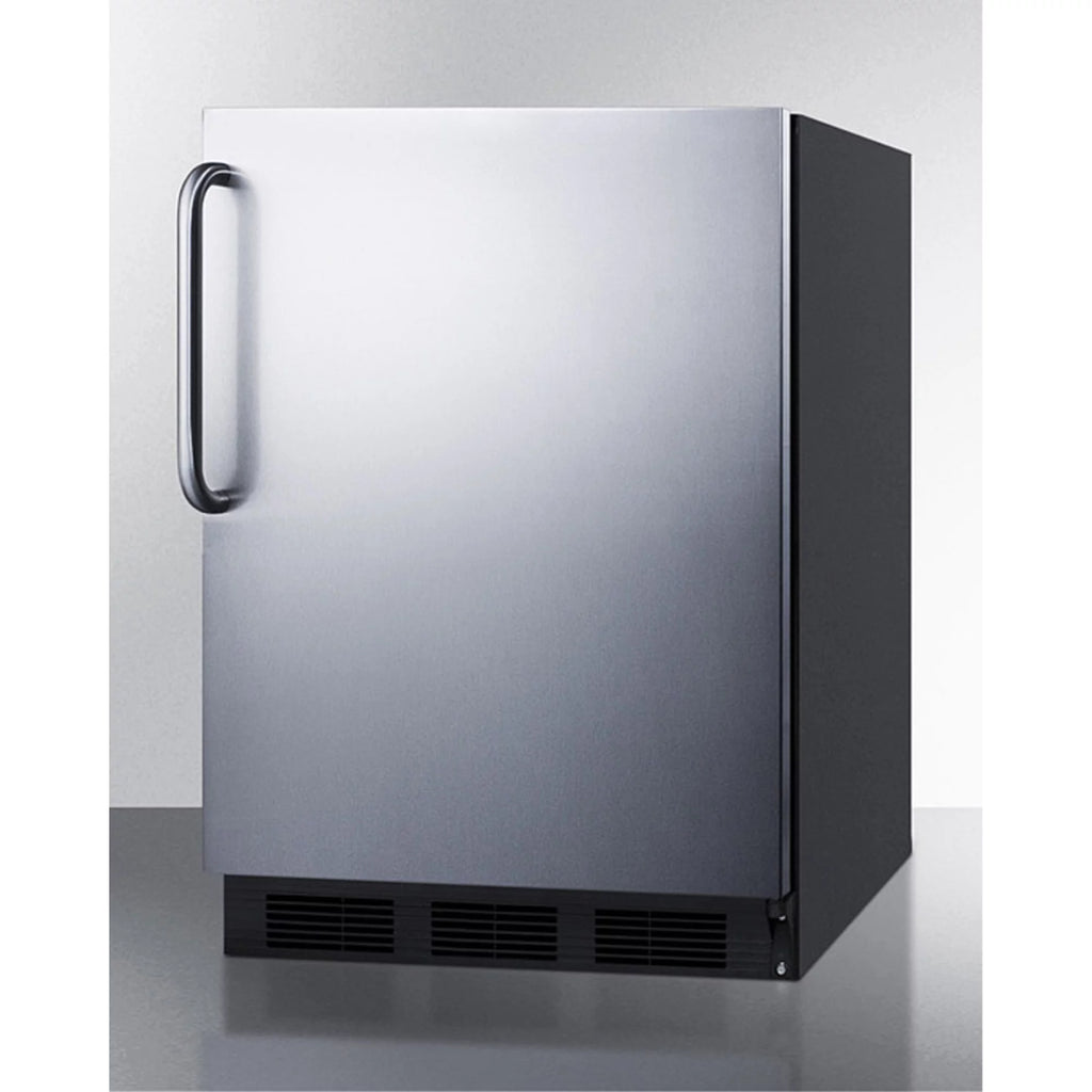 Freestanding all-refrigerator with stainless steel door, auto defrost, black cabinet A17008