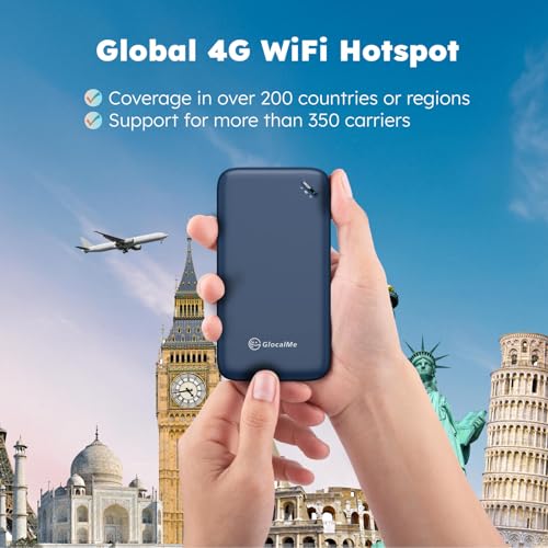 4G LTE Mobile Hotspot, Portable WiFi for Travel in 200+ Countries, No SIM Card Needed, 10 Devices, 1GB Data 90 Days U937500