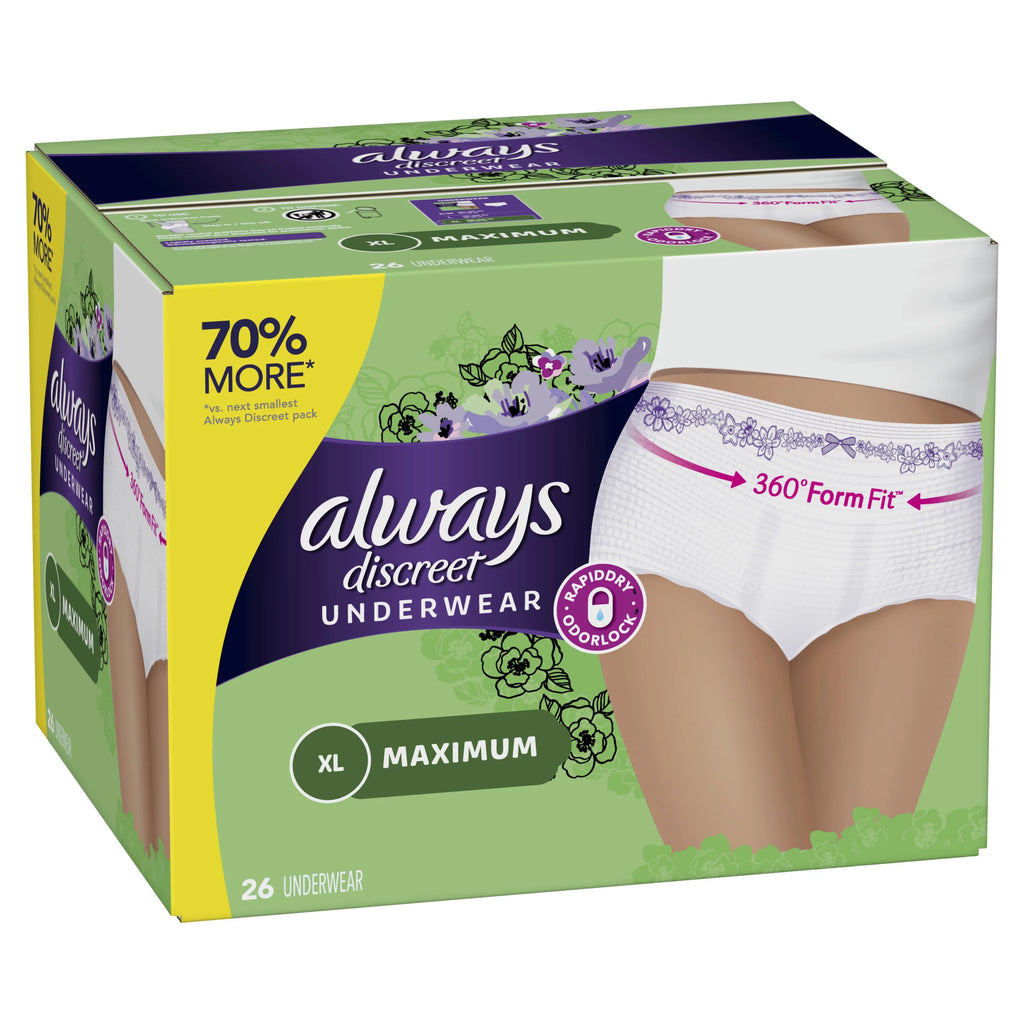 Postpartum Incontinence Underwear for Women, Maximum, XL, 26 Ct F784145