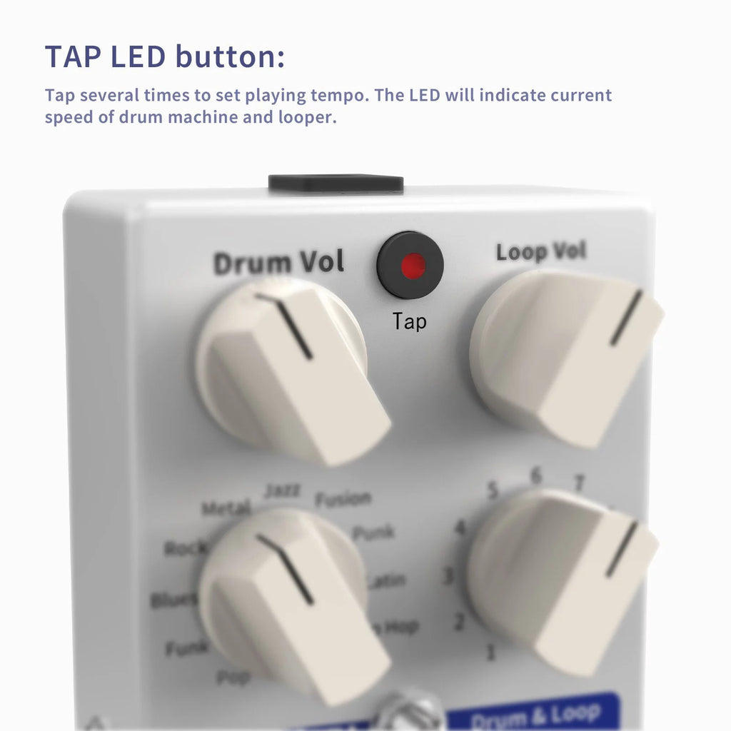 Drum & Loop Guitar Effect Pedal, 3 Modes, 11 Drum Styles, Built-in Looper E58986