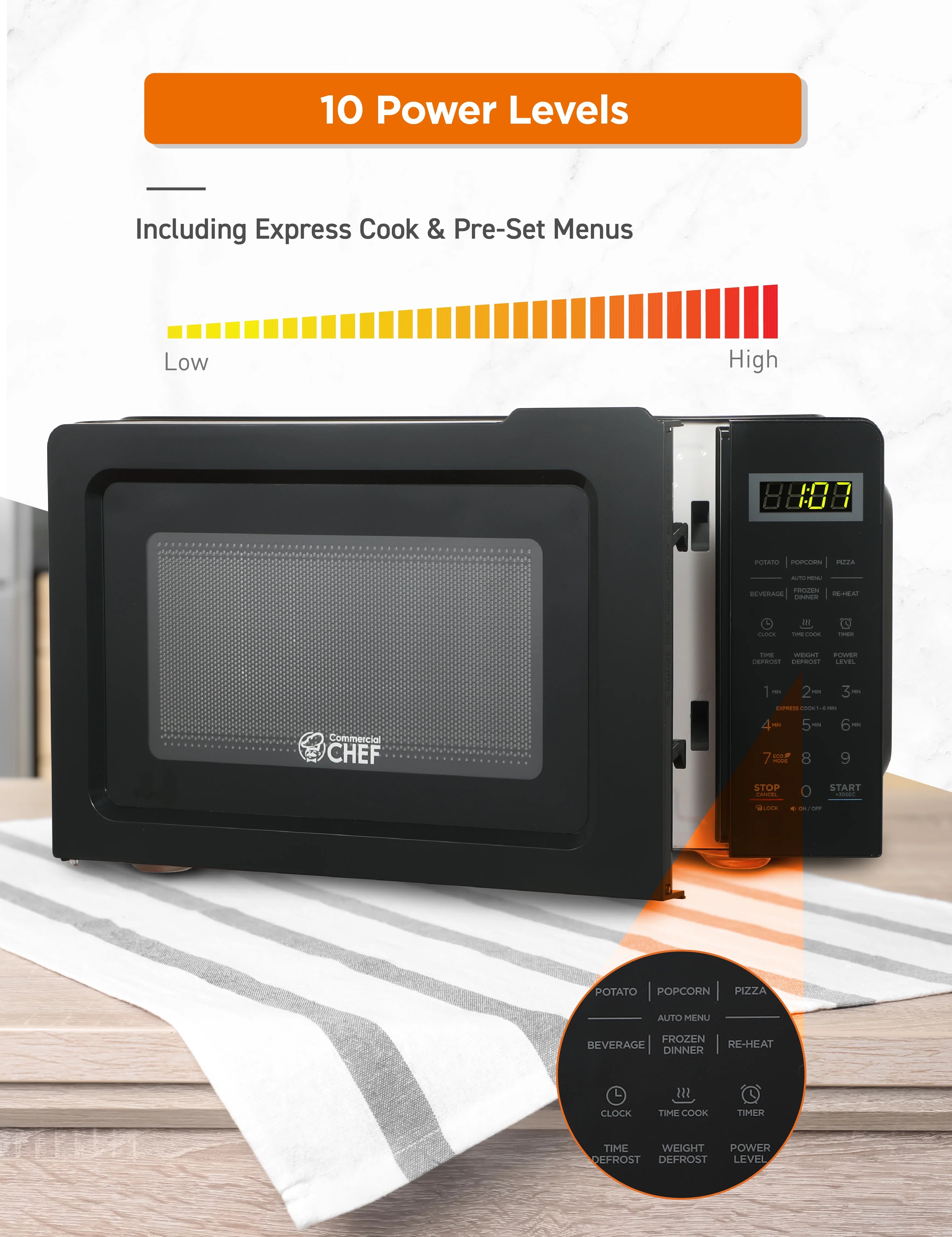 0.7 cu ft Microwave Oven, 700 Watt, Stainless Steel V416765