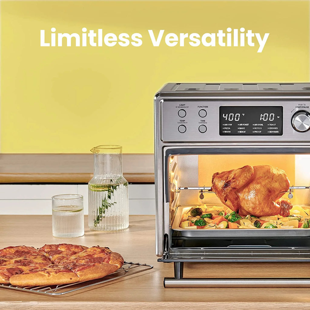 12-in-1 Air Fryer Toaster Oven Combo, 6 Slice Pizza Countertop Convection Oven with Rotisserie, Stainless Steel F573351